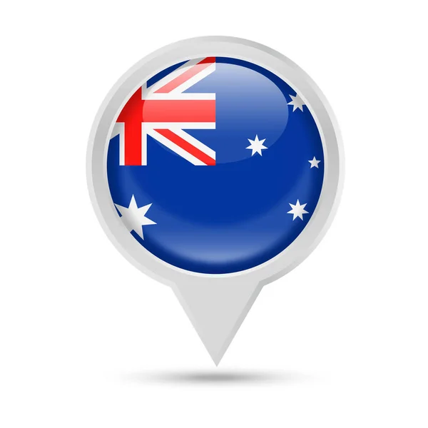 Bandera de Australia Pin redondo Vector icono — Vector de stock