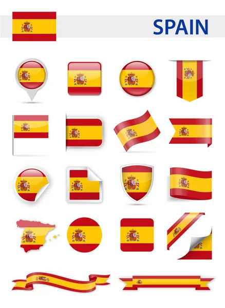 Bandera de España Vector Set — Archivo Imágenes Vectoriales