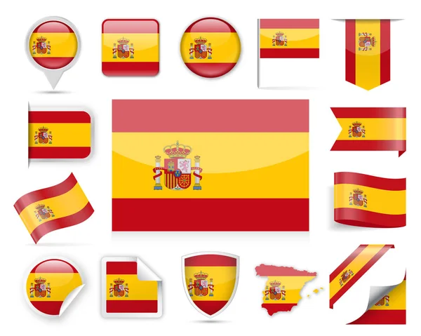 Spanisches Flaggenvektorset — Stockvektor