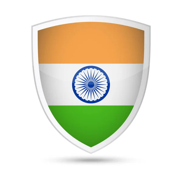 Bandera de la India Vector Shield Icono — Archivo Imágenes Vectoriales