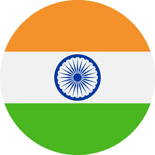Índia Bandeira Vector Round Flat Icon —  Vetores de Stock