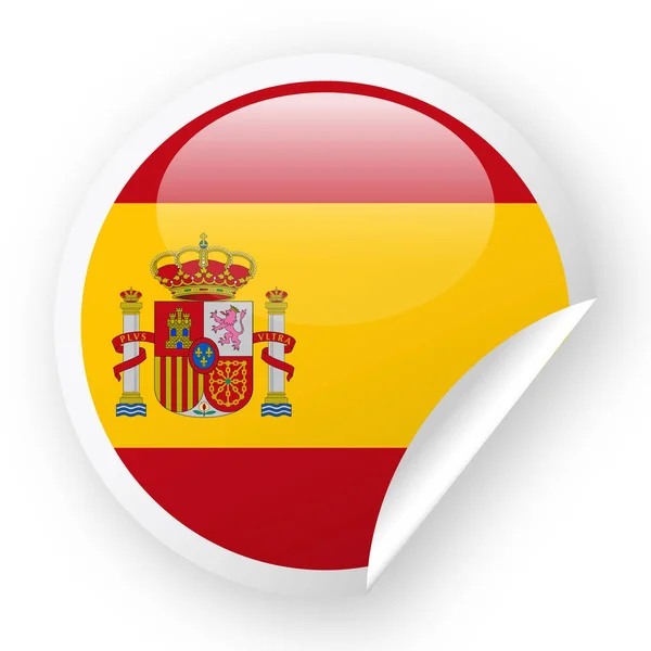 Ισπανία σημαία διάνυσμα στρογγυλή γωνία χαρτί εικονίδιο — Διανυσματικό Αρχείο