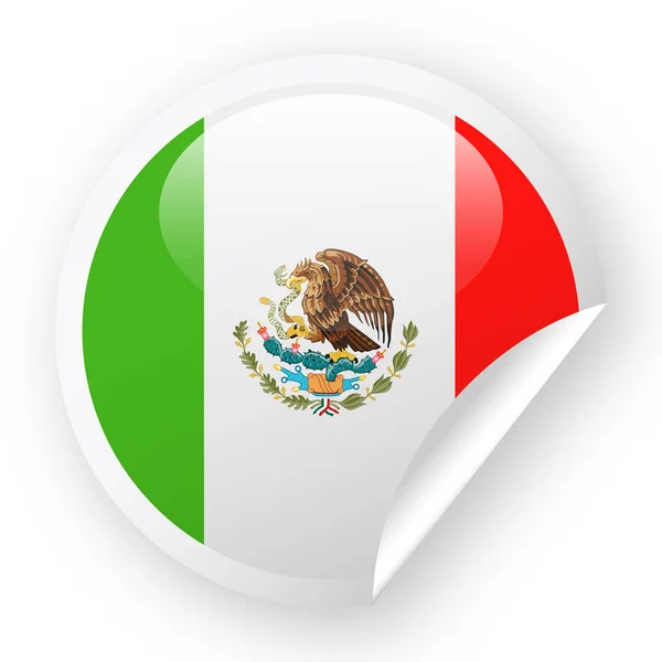 Messico bandiera vettoriale rotonda angolo icona di carta — Vettoriale Stock