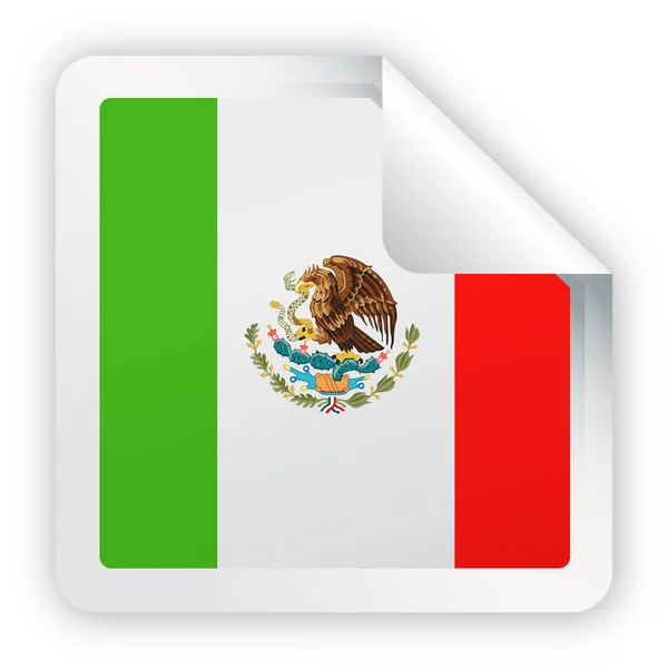 México Bandeira Vector Square Corner Ícone de papel —  Vetores de Stock