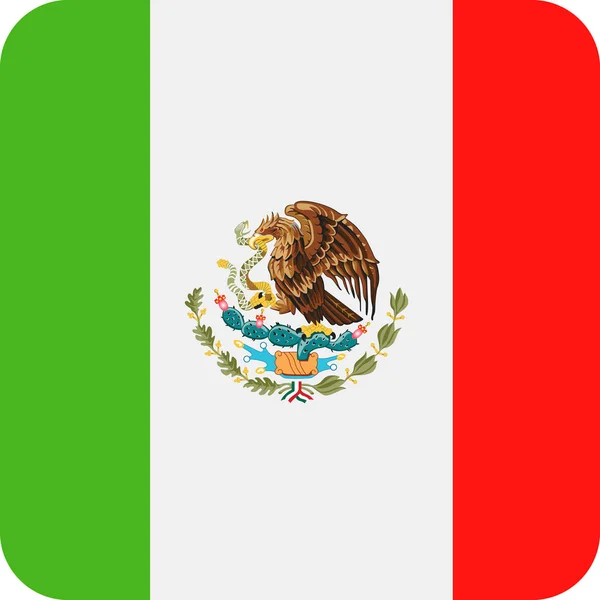 Plochý ikona Mexika vlajka vektorový náměstí — Stockový vektor