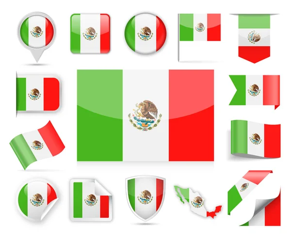 México Bandeira Vector Set —  Vetores de Stock