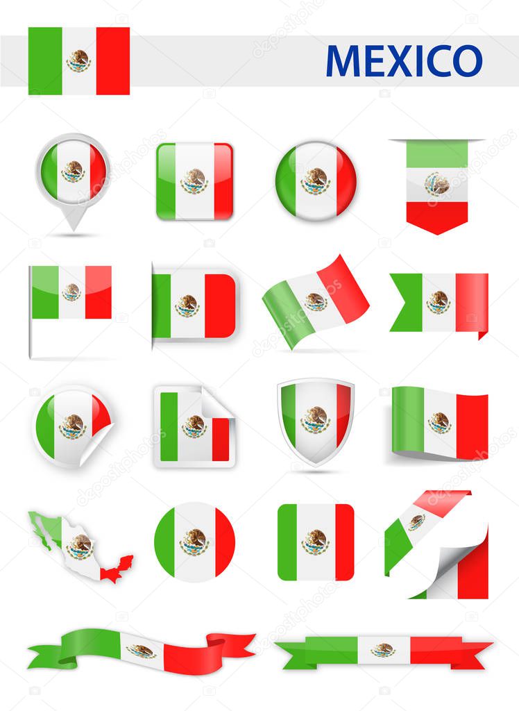 Mexico Flag Vector Set