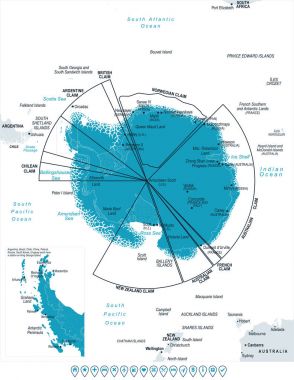 Antarktika Bölgesi harita - vektör çizim