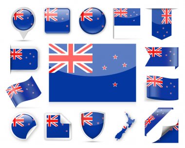 Yeni Zelanda bayrağı vektör Set