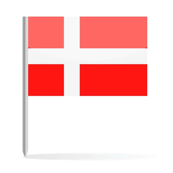Bandera de Dinamarca Pin Vector Icono — Vector de stock
