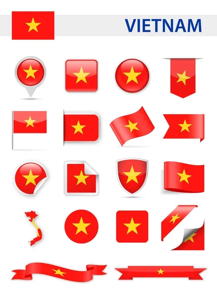 Vietnam Bandera Vector Set — Vector de stock