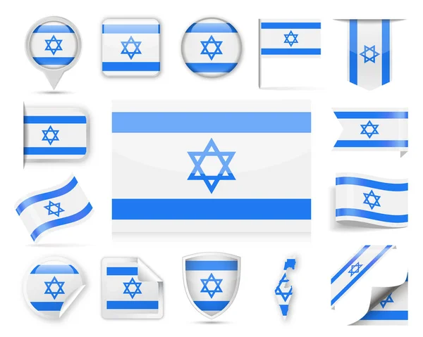 Set vettoriale bandiera Israele — Vettoriale Stock