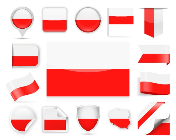 Polonia conjunto de vectores de bandera — Archivo Imágenes Vectoriales