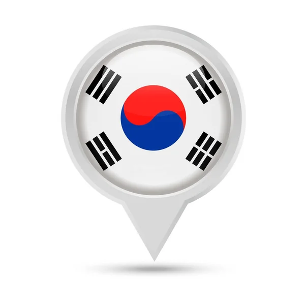 Vlag van Zuid-Korea ronde Pin Vector Icon — Stockvector