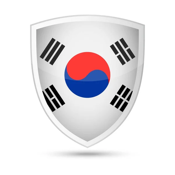 Pictogram van het schild van de Vector Zuid-Korea vlag — Stockvector