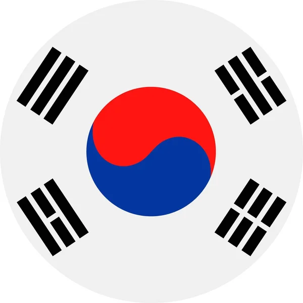 Coreia do Sul Bandeira Vector Round Flat Icon —  Vetores de Stock