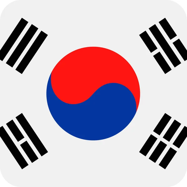 Corea del Sud Bandiera Vector Square Icona piatta — Vettoriale Stock