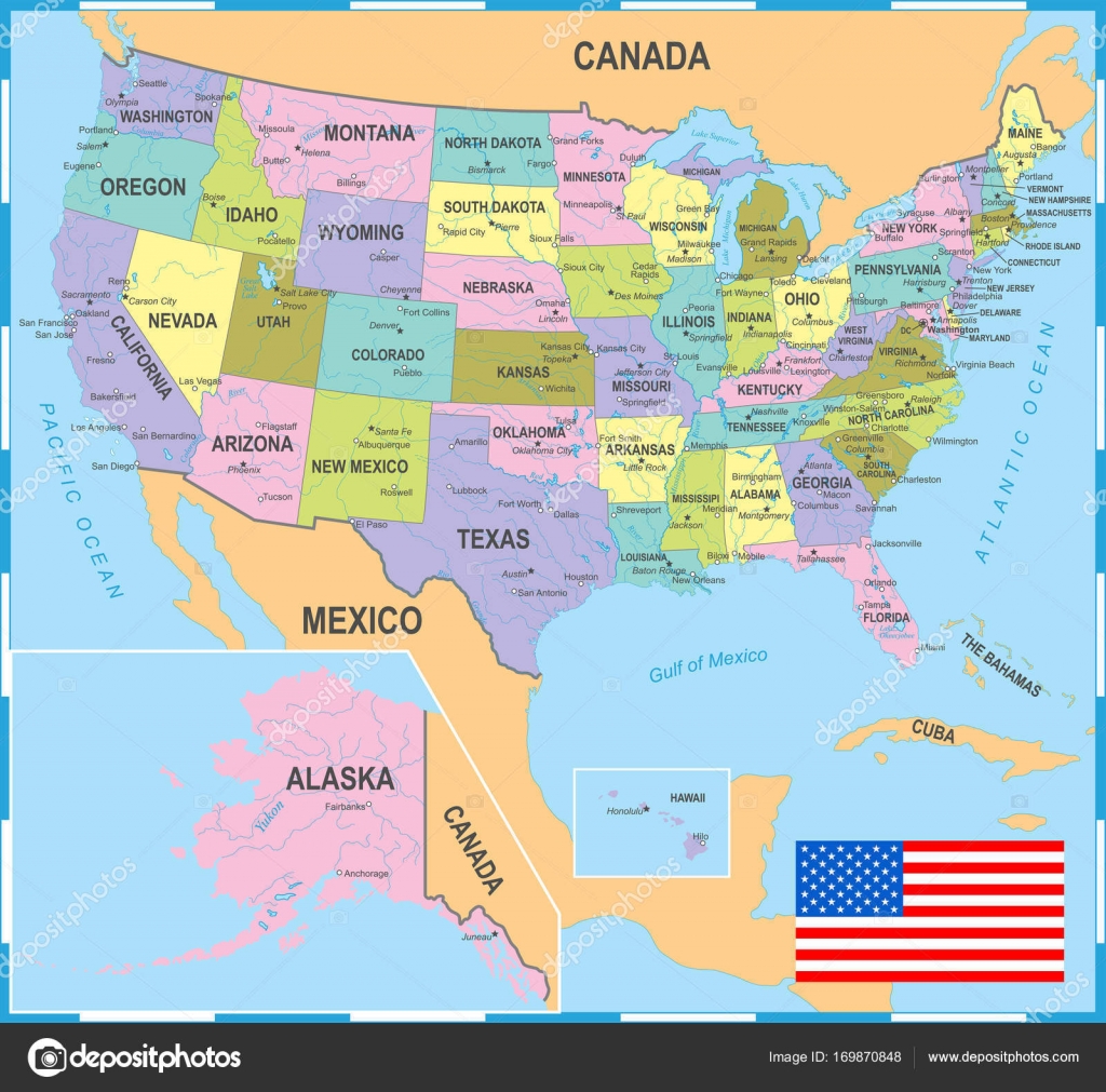 Mapa coloreado de Estados Unidos - Ilustración vectorial Vector de ...