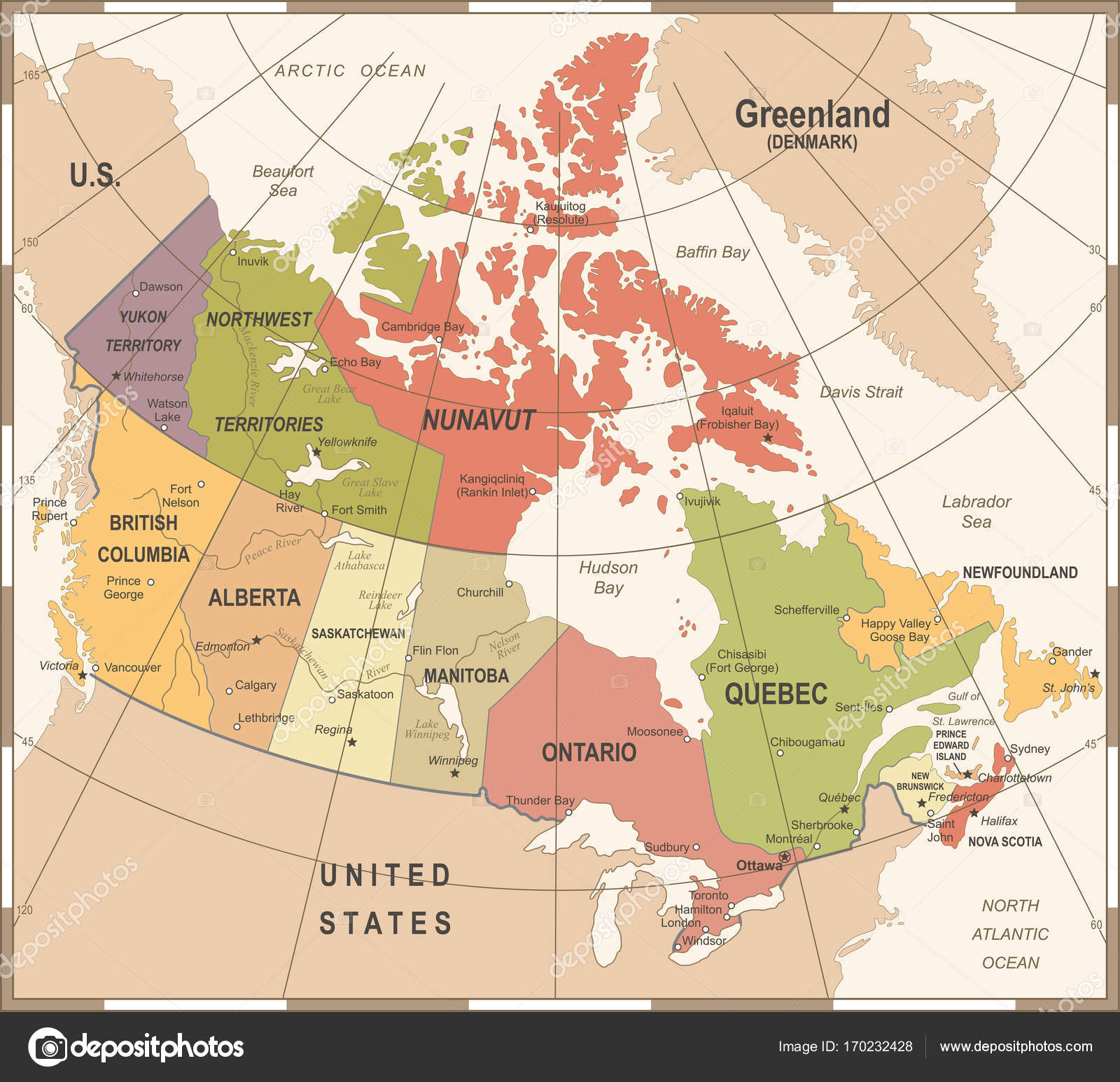canada map vintage detailed vector illustration vector by dikobrazik
