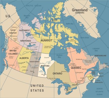 Kanada Haritası - Vintage vektör çizim