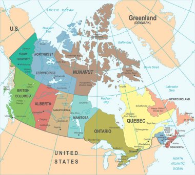 Kanada Haritası - vektörel çizim