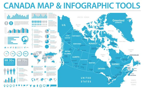 Mapa de Canadá - Info Gráfico Vector Ilustración — Vector de stock
