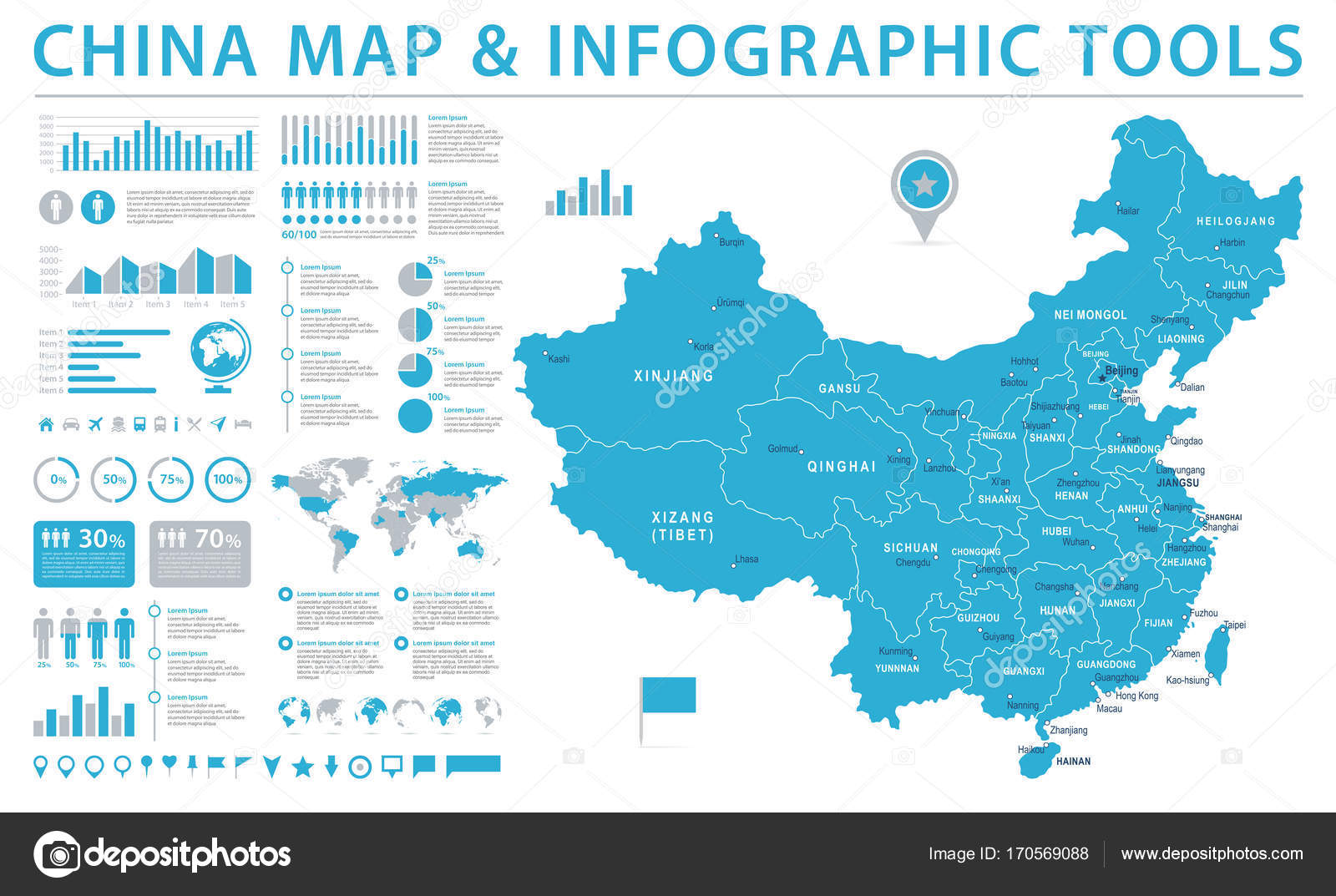China Map - Info Graphic Vector Illustration Stock Vector by ©dikobrazik  170569088, image size:1600x1073