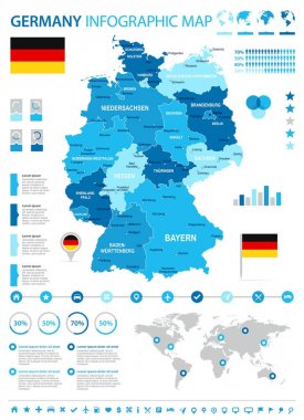 Germany - infographic map and flag - illustration