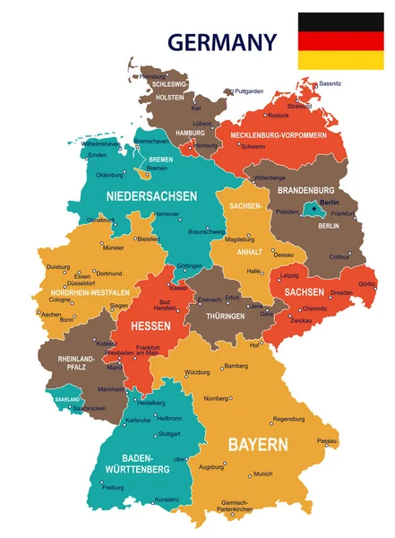 Duitsland - kaart en afbeelding markeren — Stockvector