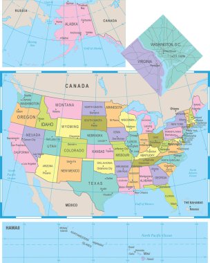 Amerika Birleşik Devletleri harita - vektör çizim