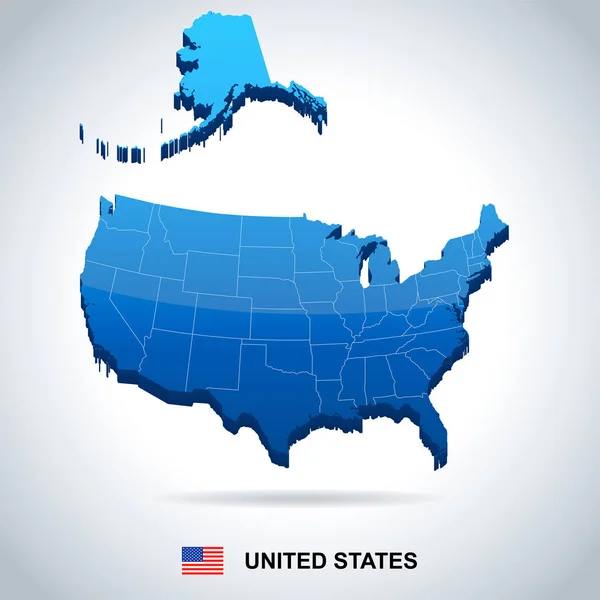 アメリカ合衆国 - 地図とフラグ - イラスト — ストックベクタ
