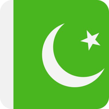 Pakistan bayrağı vektör kare düz simgesi