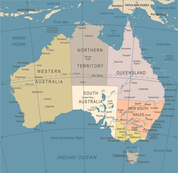 Мапа Австралії - Vintage Векторні ілюстрації — стоковий вектор