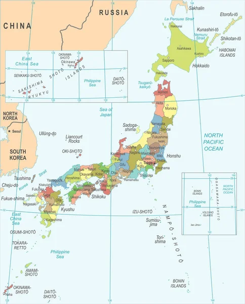Mapa de Japón - Ilustración vectorial — Archivo Imágenes Vectoriales