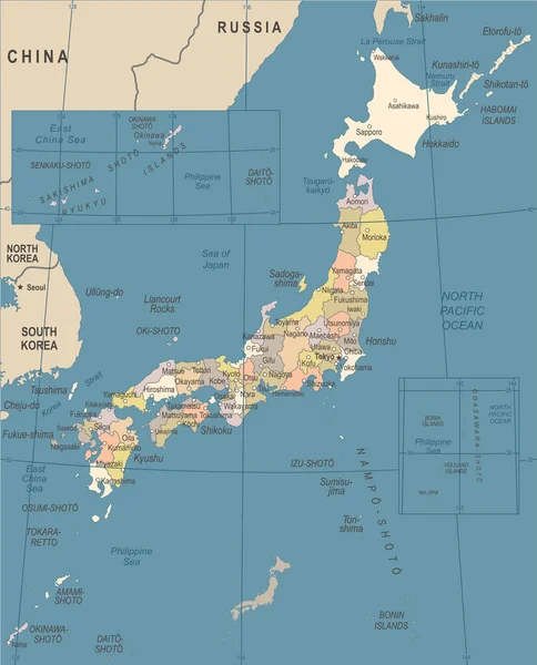 Carte du Japon - Illustration vectorielle vintage — Image vectorielle