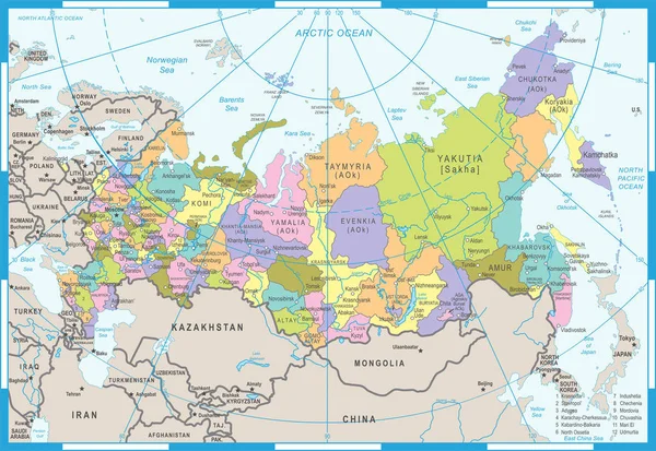 Rusland kaart - vectorillustratie — Stockvector