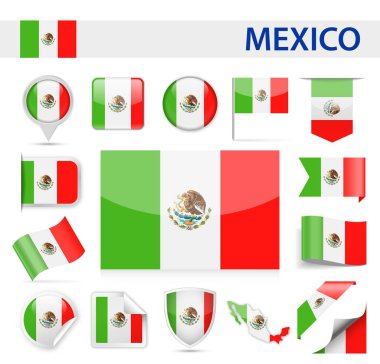 Meksika bayrağı vektör Set