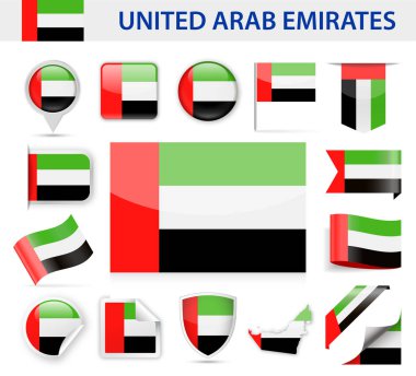 Birleşik Arap Emirlikleri bayrağı vektör Set