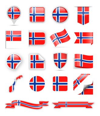 Norveç bayrağı vektör Set