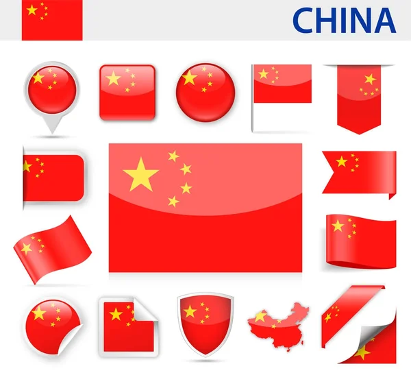 China conjunto de vectores de bandera — Vector de stock