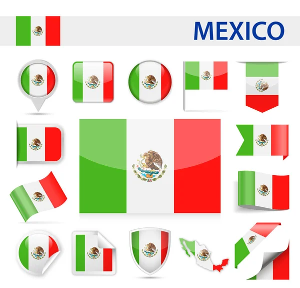 México Bandeira Vector Set —  Vetores de Stock