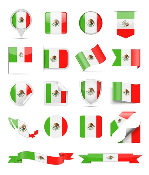 Ensemble de vecteurs de drapeau Mexique — Image vectorielle