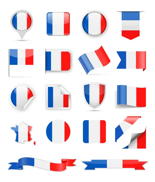 Francia Bandera Vector Set — Vector de stock