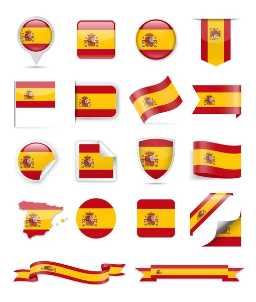 Spanje vlag Vector Set — Stockvector