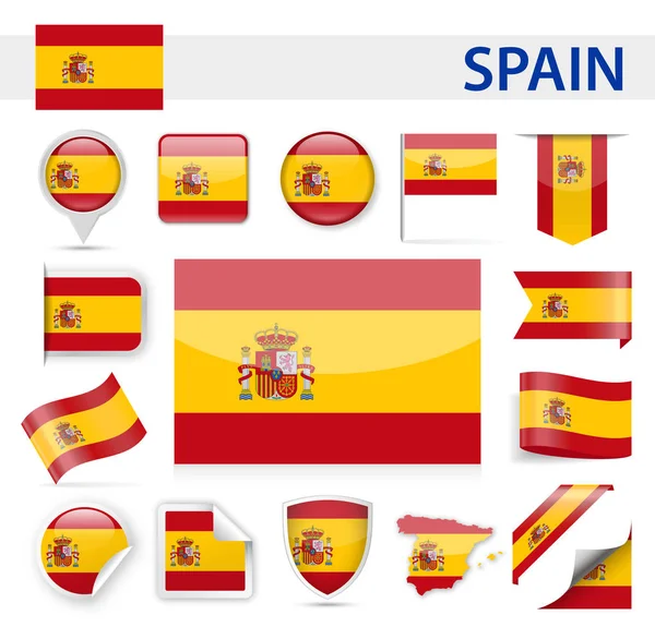 Espanha Bandeira Vector Set — Vetor de Stock