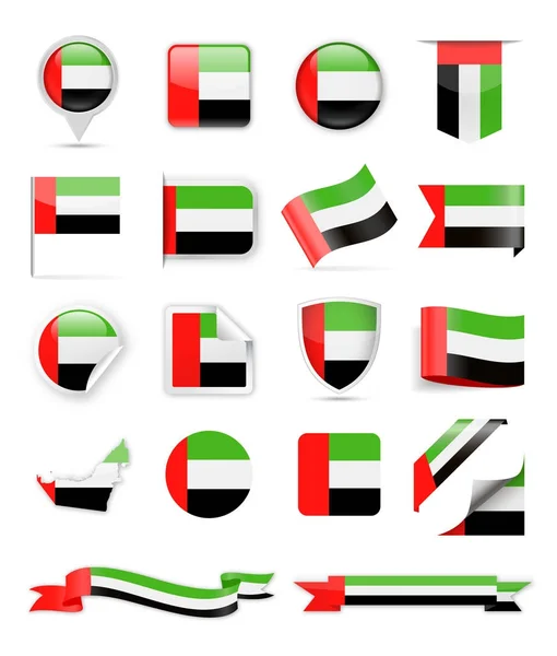 Zjednoczone Emiraty Arabskie flaga wektor zestaw — Wektor stockowy