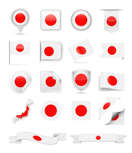 Japan vlag Vector Set — Stockvector