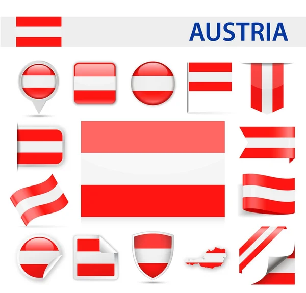 Austria conjunto de vectores de bandera — Archivo Imágenes Vectoriales