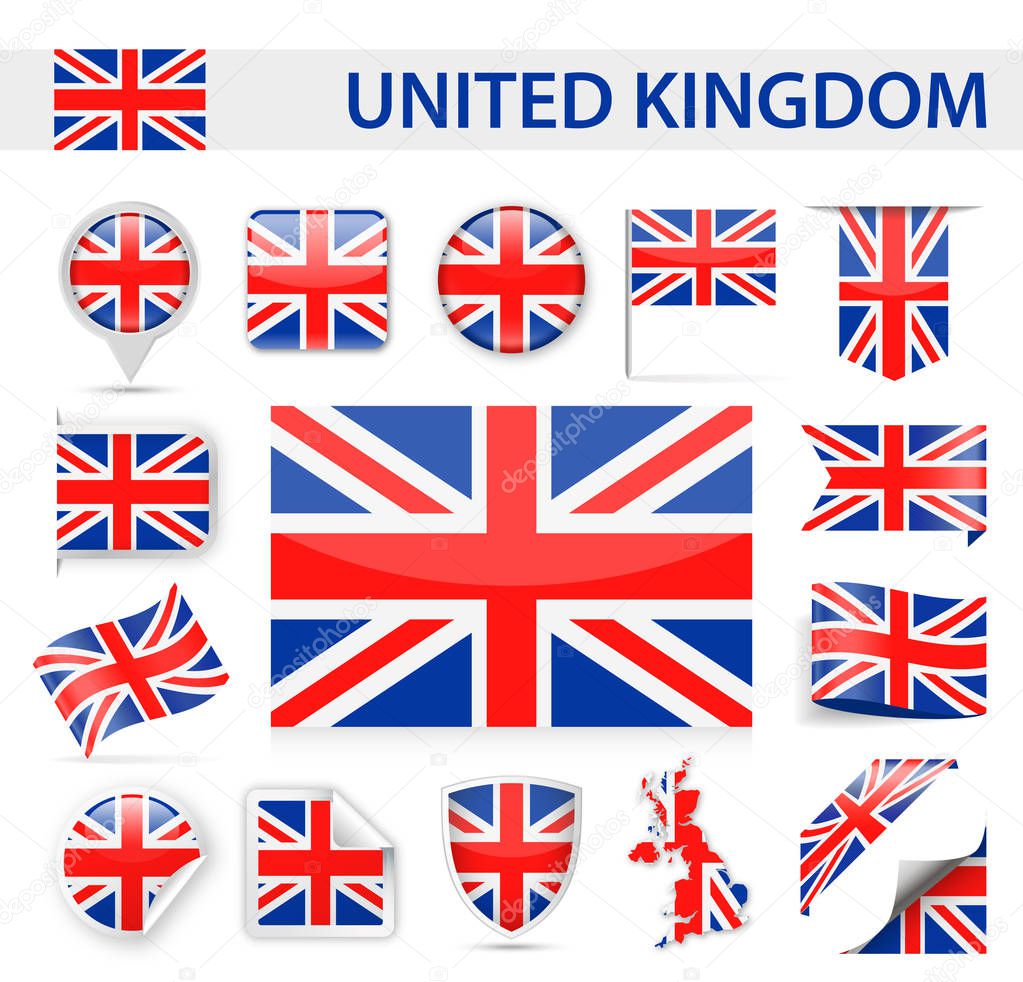 United Kingdom Flag Vector Set