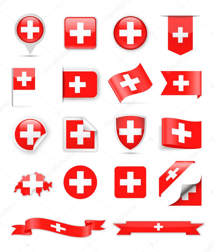 Switzerland Flag Vector Set